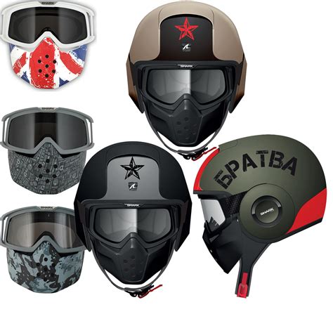 shark raw soyouz mat casco da moto plus con occhiali e maschera kit open face scooter ebay
