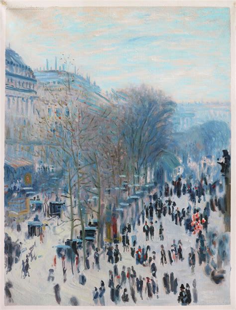 Boulevard Des Capucines Claude Monet Hand Painted Oil Etsy Pavement