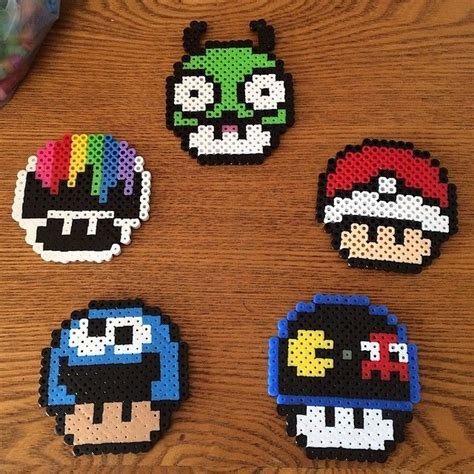 Super Mario Mushroom Perler Bead Mario Diy Perler Beads Perler Crafts