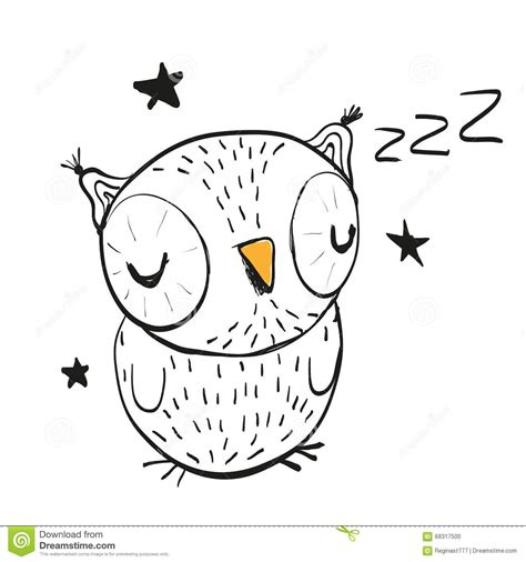 Sleeping Owl Stock Vector Illustration Of Dreams Happiness 68317500