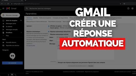 Créer Une Réponse Automatique Gmail En 5 Minutes 📧 Tutoriel 📧 Youtube