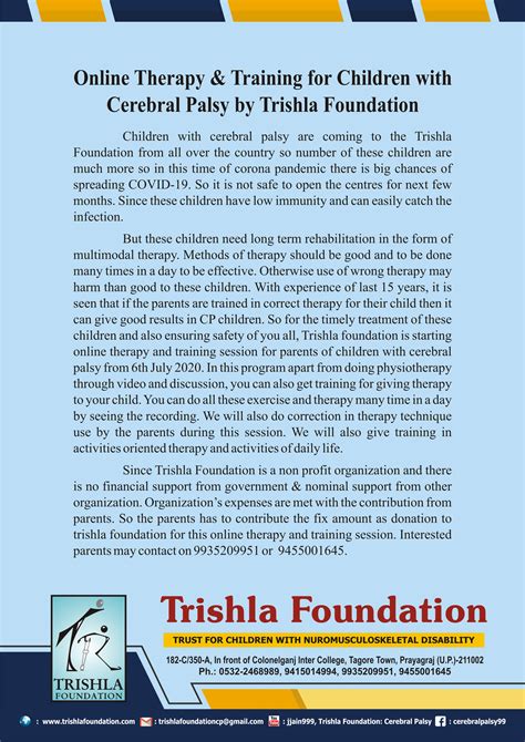 Online Therapy And Training For Children With Cerebral Palsy By Trishla