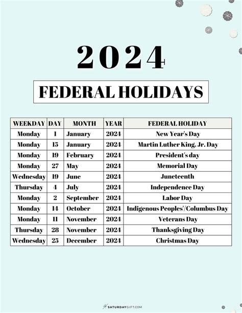 2024 Holidays Calendar List Printable Chart Rheta Charmion