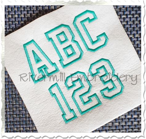 Varsity Outline Machine Embroidery Font Monogram Alphabet 3 Etsy