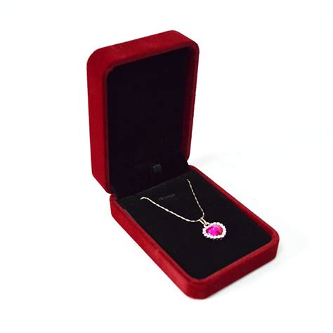 Red Velvet Luxury Shop Jewelry Box For Necklace Pendant Earrings Gift