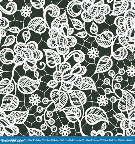 White Lace Vector Seamless Pattern Floral Pattern Stock Vector