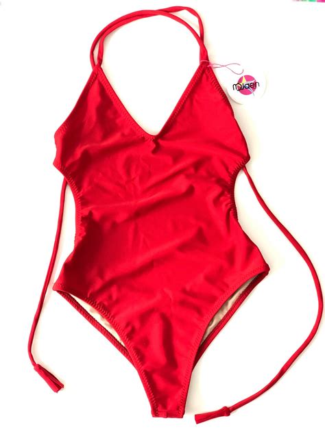 One Piece Red Swimwear Elegant And Sexy Fashion Design Etsy