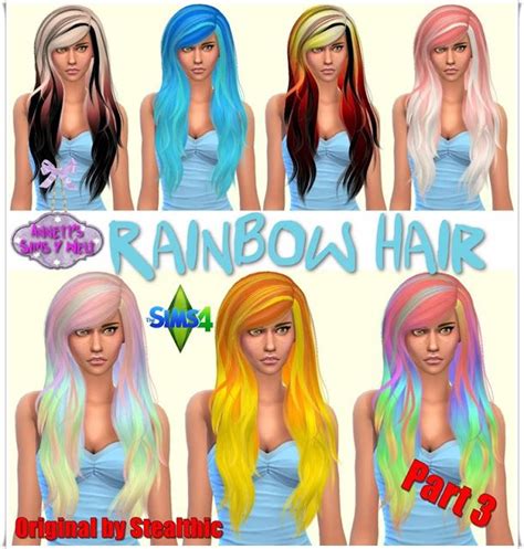 Rainbow Hair Part 3 Original By Stealthic Sims Hair Sims 4 Sims