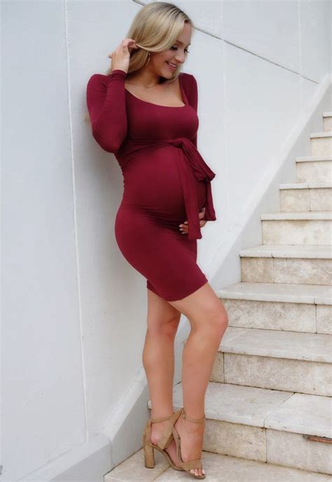 Tie Front Maternity Dress With Long Sleeves Sexy Mama Maternity