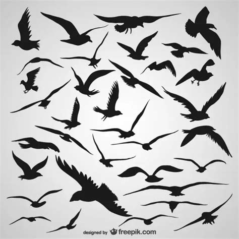 Free Flying Bird Silhouettes Vector