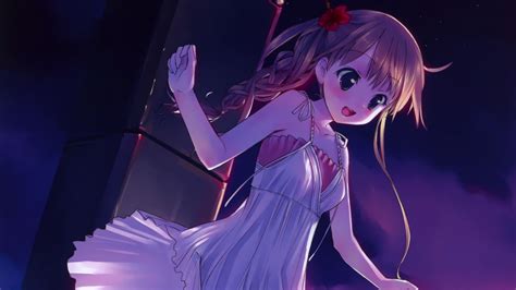 Desktop Wallpaper Playful Mood Night Original Anime Girl Hd Image