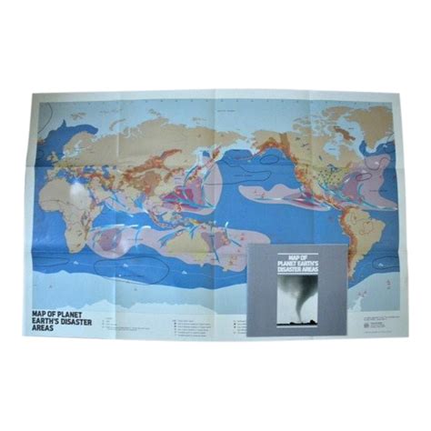 Vintage 1980s World Map Highlights Earth Fault Areas Geography Fold Out