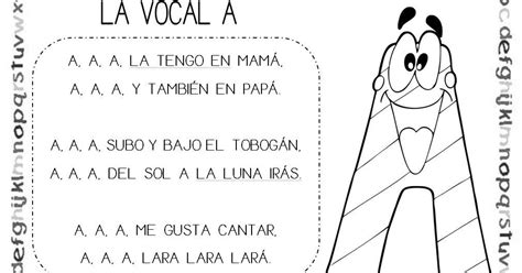CanciÓn De La Vocal A Letras De Canciones Infantiles Actividades De