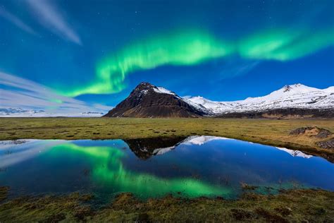 Aurora Borealis Light Mountain Nature Reflection Hd Nature 4k
