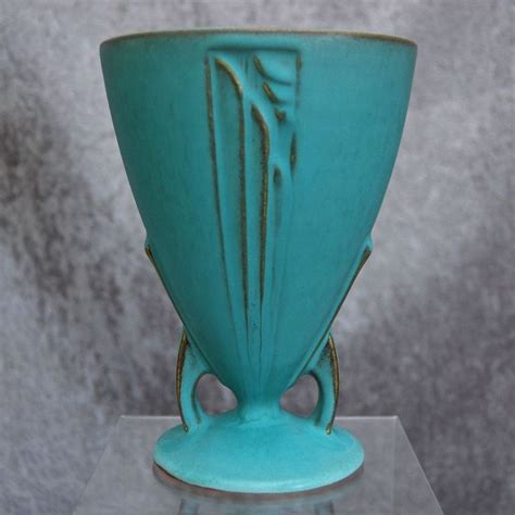 Roseville Pottery Moderne Vase 788 6 Turquoise Ca 1936 Roseville