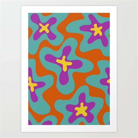 Abstract Retro Squiggles Art Print Painting Art Projects Wall Painting