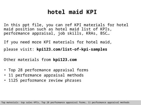 Ppt Hotel Maid Kpi Dokumentips