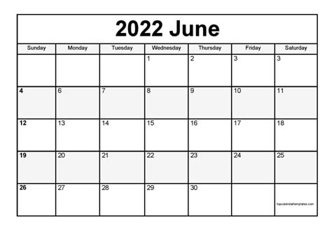 June Blank Calendar 2022 Printable 2023 Calendar Printable