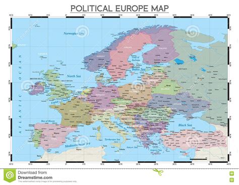 Political Europe Map Stock Vector Illustration Of Regions 80885942