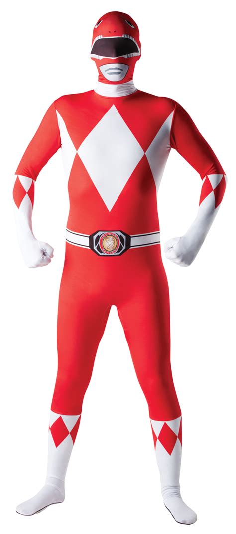 Adult Large 2nd Skin Red Power Ranger Fancy Dress Costume Ninja