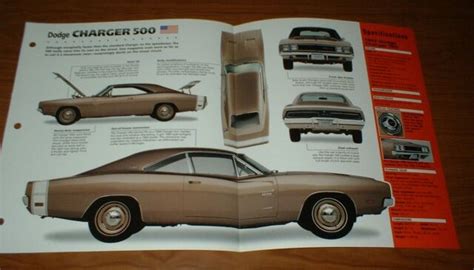★1969 Dodge Charger 500 Spec Sheet Brochure Poster Print Photo 69 Info