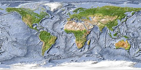 World Map Shaded Relief With Ocean Floor