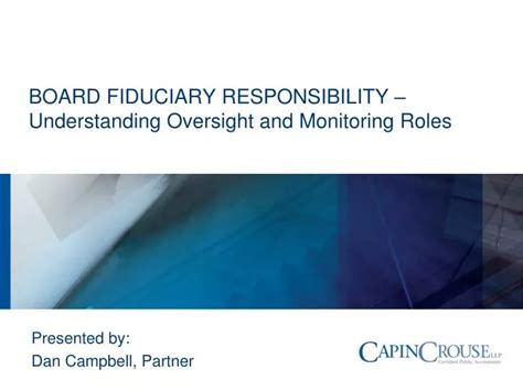 Ppt Board Fiduciary Responsibility Understanding Oversight And