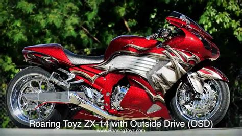 Roaring Toyz Custom Kawasaki ZX14 with Outside Drive (OSD) - YouTube