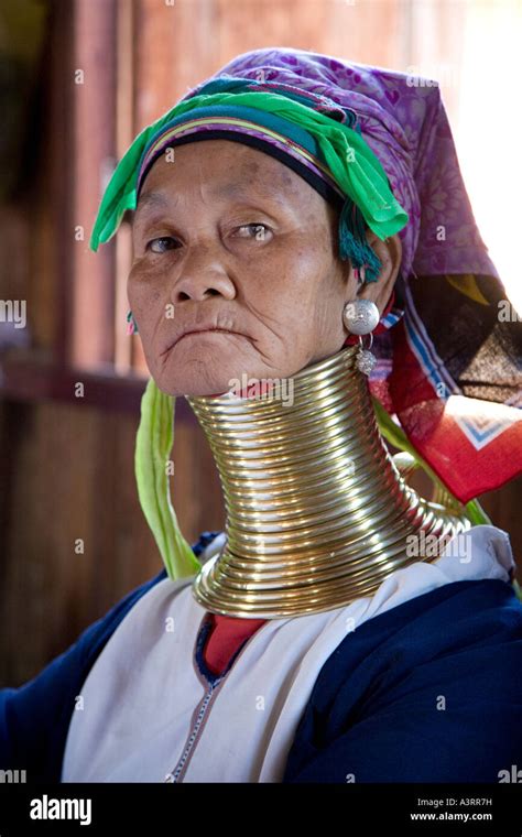 Portrait Of Padaung Women Karen Tribe Inle Lake Myanmar Stock Photo