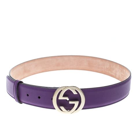 Gucci Purple Leather Interlocking Gg Buckle Belt 85cm Gucci The