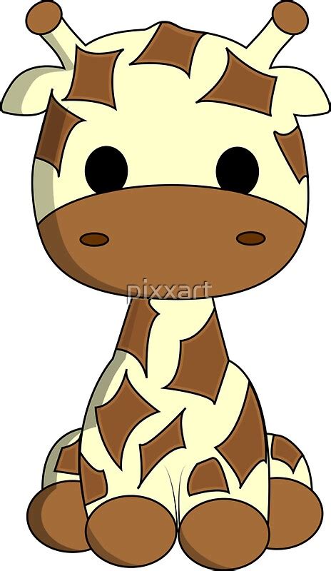 Cute Baby Giraffe Cartoon Stickers By Pixxart Redbubble