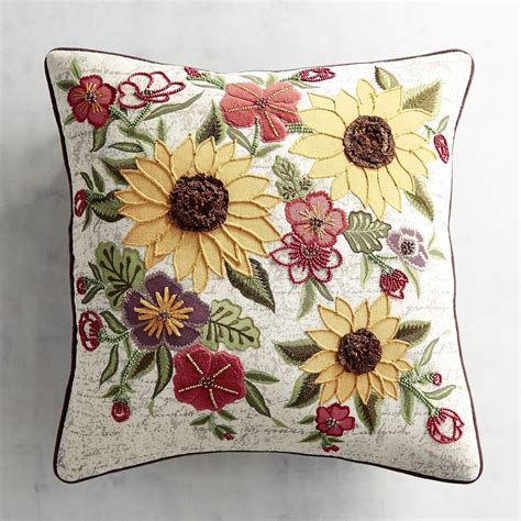 Embroidered Sunflowers Pillow Pier 1 Imports Embroidered