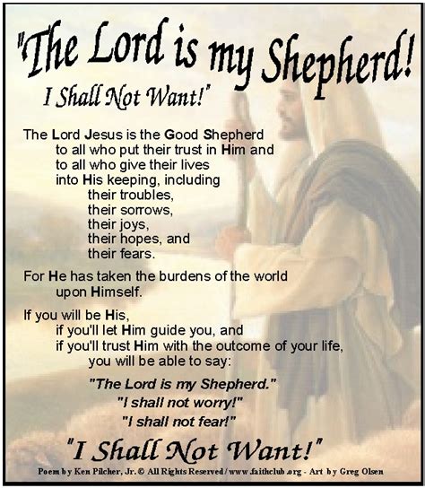 The Lord Is My Shepherd Prayer Printable