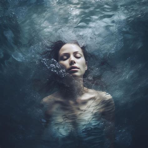 Premium Photo A Woman With Her Eyes Closed Is Submerged In Water