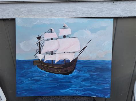 Pirate Ship Painting Sailboat Ocean Art Sea Art Water Sea Life