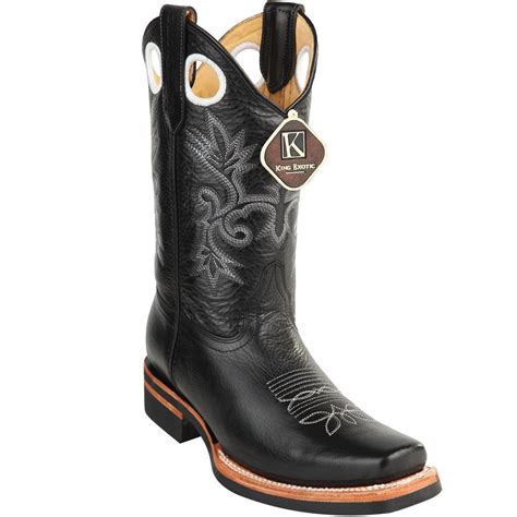 Botas Vaqueras De Cuero Horma Rodeo Para Hombre Ke 48152705 Negro