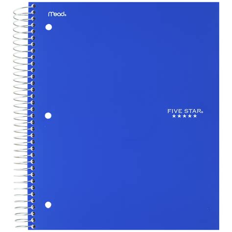 Five Star Spiral Notebook 1 Subject Wide Ruled Cobalt Blue 72023