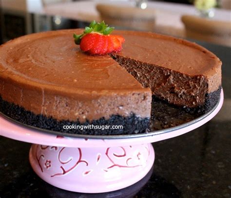 Easy Homemade Chocolate Oreo Cookie Crust Cheesecake Recipe Cooking With Sugar