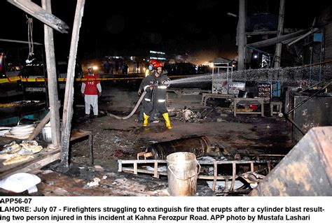 Lahore July 07 Firefighters Struggling To Extinguish Fire That