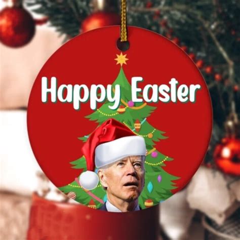 Joe Biden Santa Happy Easter Merry Christmas Circle Ornament Ebay
