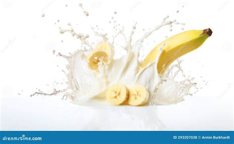 Milk Splash With Fresh Bananas Stock Illustration Illustration Of Detox Fresh 293207038