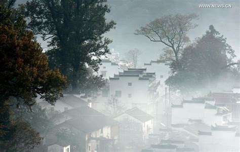Village Shrouded By Morning Mist In E Chinas Wuyuan County24