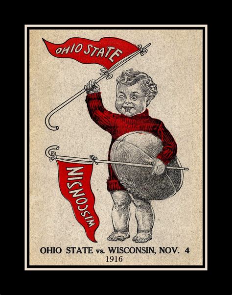 1916 Ohio State Wisconsin Poster Buckeyes Badgers Wall Art