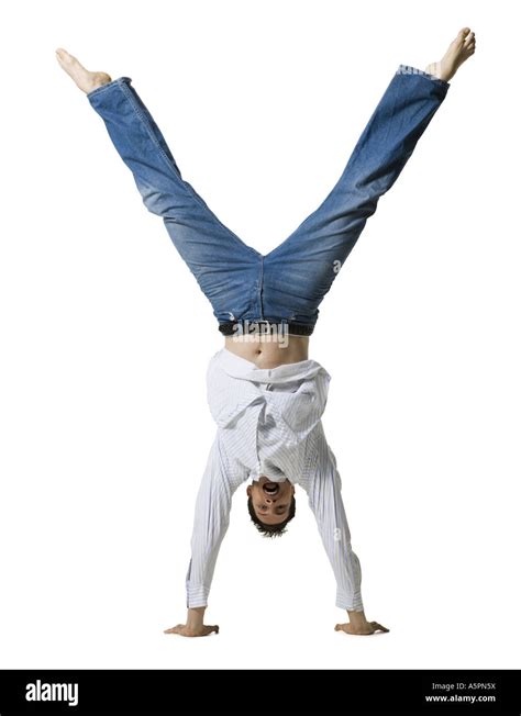 Man Doing Handstand Stock Photo Alamy