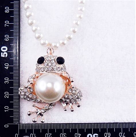 sisfrog crystal frog pendant necklace white simulated pearl frog necklace birthday easter t