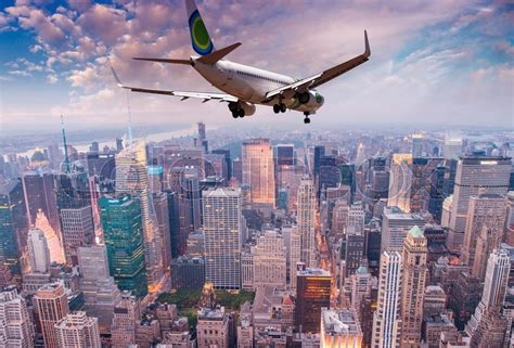 Aircraft Overflying New York City Stock Image Colourbox