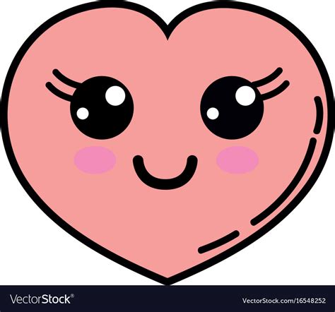 Kawaii Cute Happy Heart Love Royalty Free Vector Image