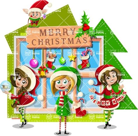 Girls Wishing Merry Christmas Vector Illustration Graphicmama