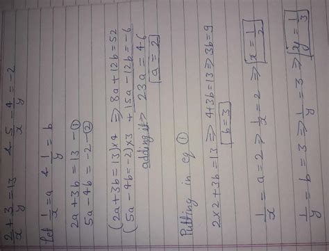 Solve The Pair Of Linear Equation By Elimination Method 2x 3y13 And 5x 4y 2 Edurev