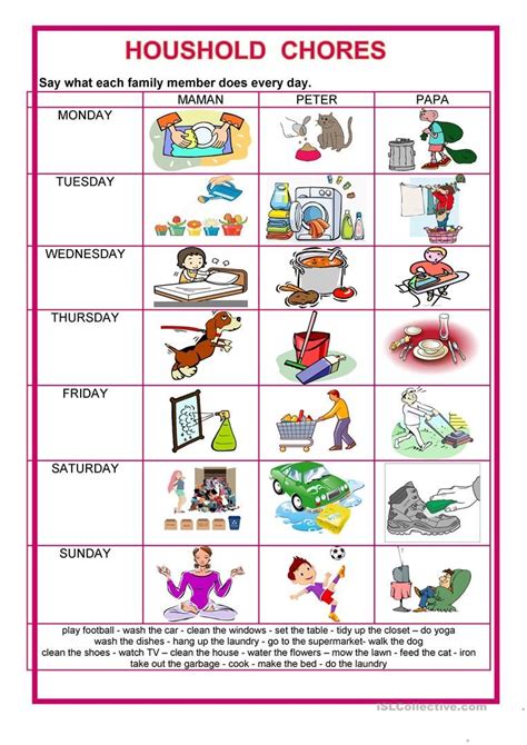 Kindergarten Household Chores Worksheet Tidy Up Time English